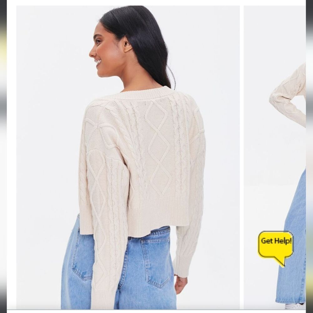 Forever 21 Beige Cable Knit Tube Top And Sweater Set M - Picture 9 of 10